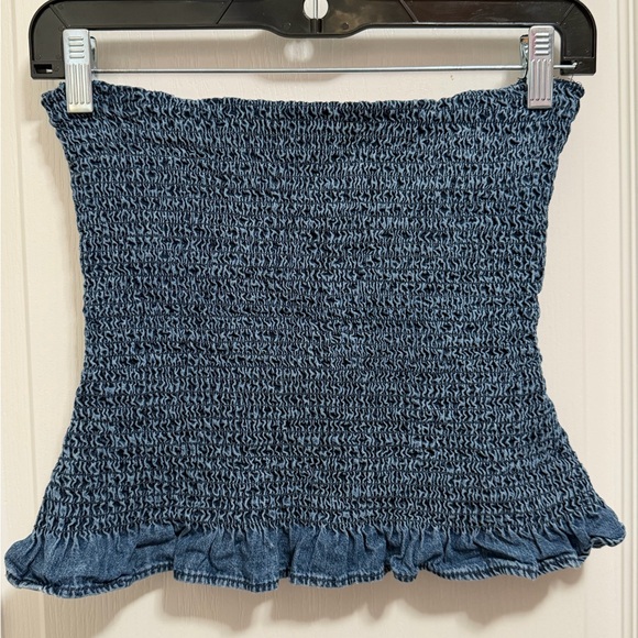 Zara Tops - Zara Dark Blue Smocked Mini Skirt